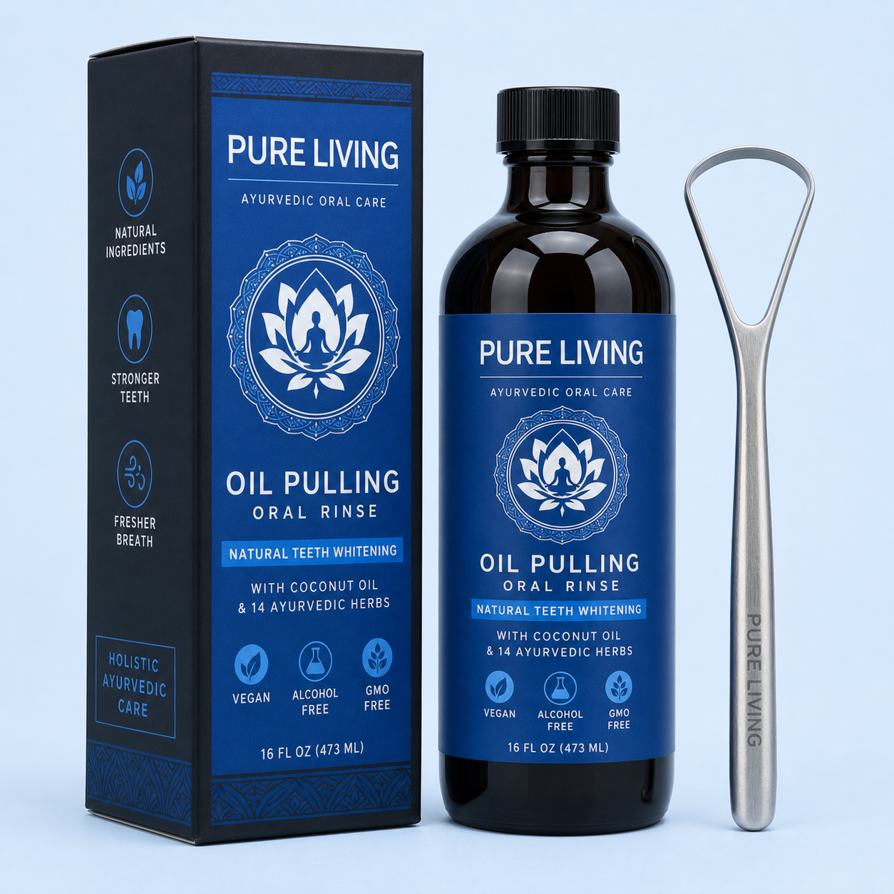 Ayurvedic Oil Pulling Blend + FREE Scraper — Pure Living