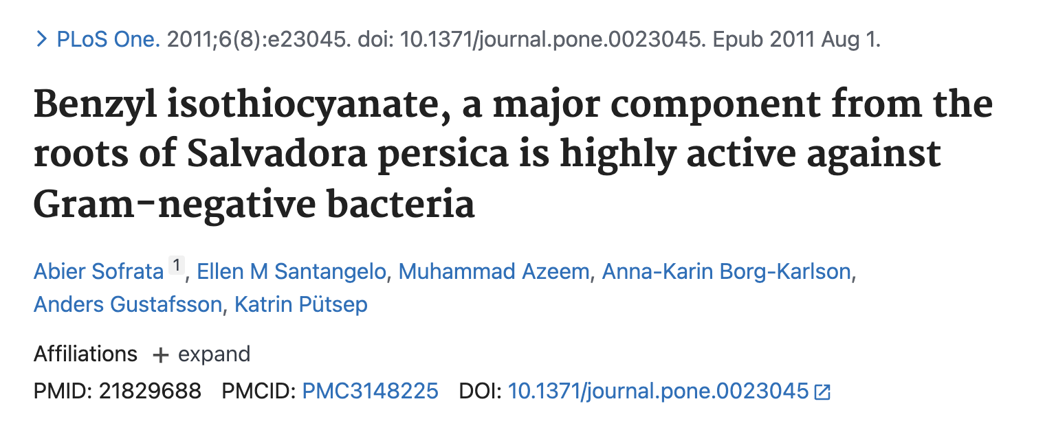 Sofrata et al., PLoS One, 2011 — PMID 21829688